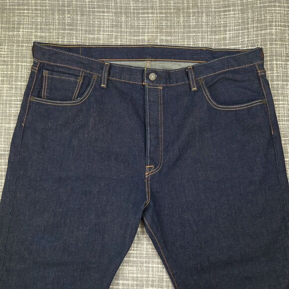 Levi's 501 Jeans Straight Leg Button Fly Blue Dark Wash Size 44X30 - Picture 10 of 11